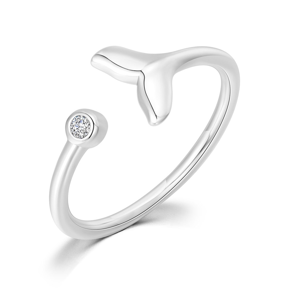 Verstelbare Mermaid Tail Vrouwen Ring Goud Kleur Dainty Ringen Met Zirkoon Opening Voor Meisjes Trend Sieraden r385: 5 / Black