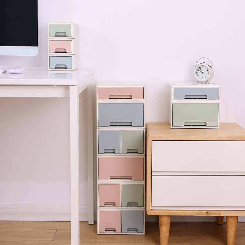 Coloffice japansk stil plastikskuffeskabe skrivebordsaffald opbevaring boks kontor studerende papirvarer papirvarer opbevaringsboks 1pc