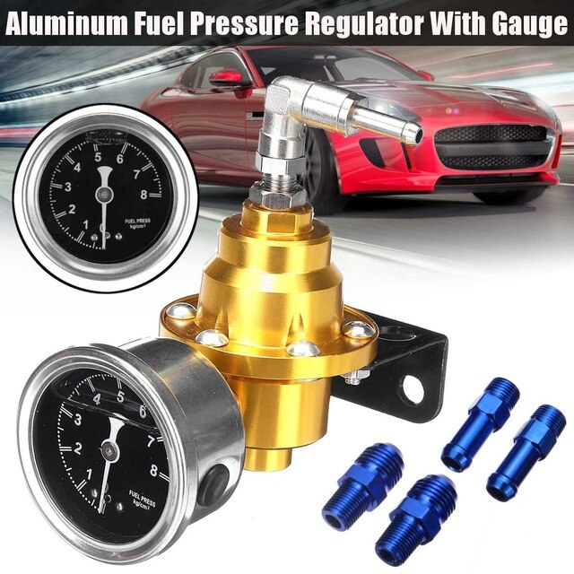 Regulador de presión de combustible Universal de aluminio ajustable, supercargador con medidor de aceite, accesorios para automóviles, 4 colores: Gold