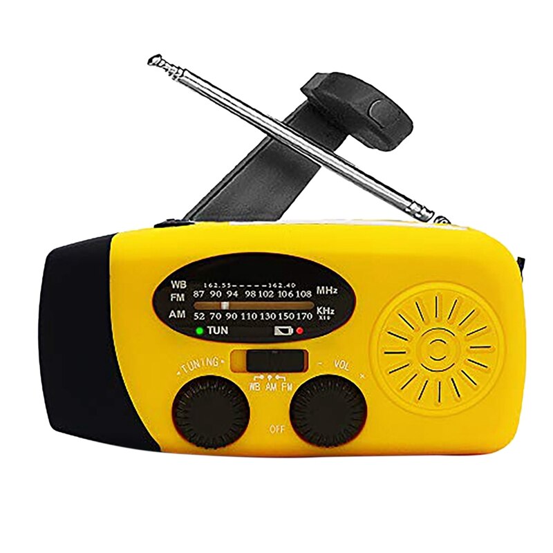 Solar Radio Emergency AM/FM/NOAA Weather Radio 1000MAh Hand Crank Radio with 3 LED Flashlight: Default Title