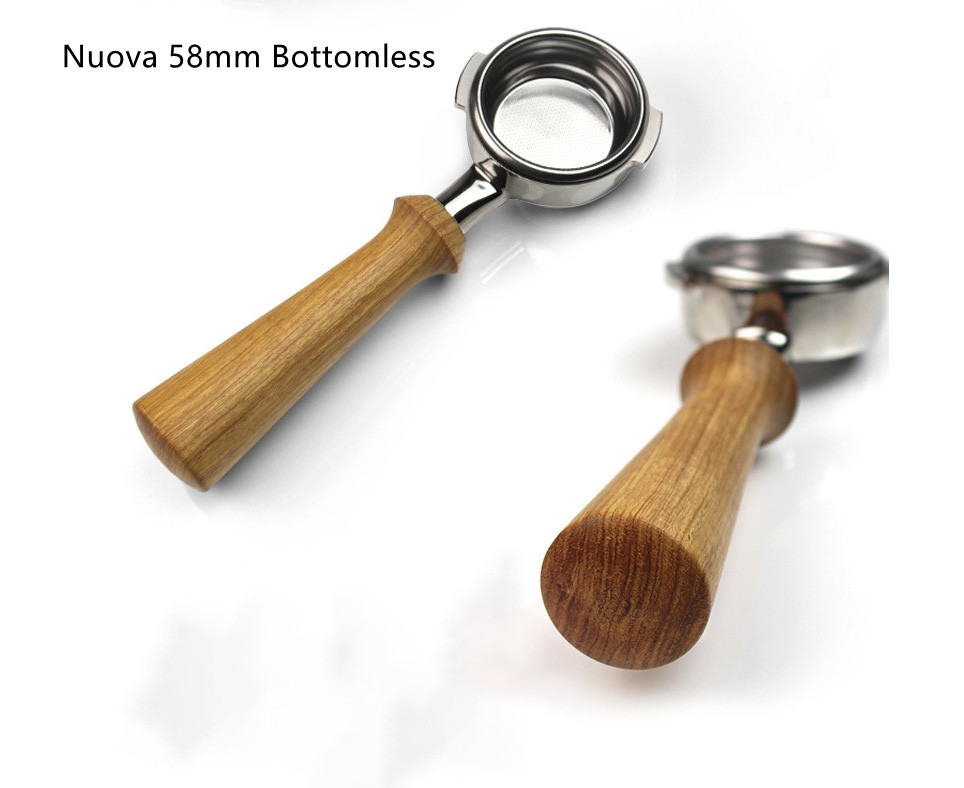 Nuova Coffee Machine Handle 58mm Solid Wood Bottomless Synthetic Handle Suitable for Delonghi/La Marzocco/E61 Universal: rosewood