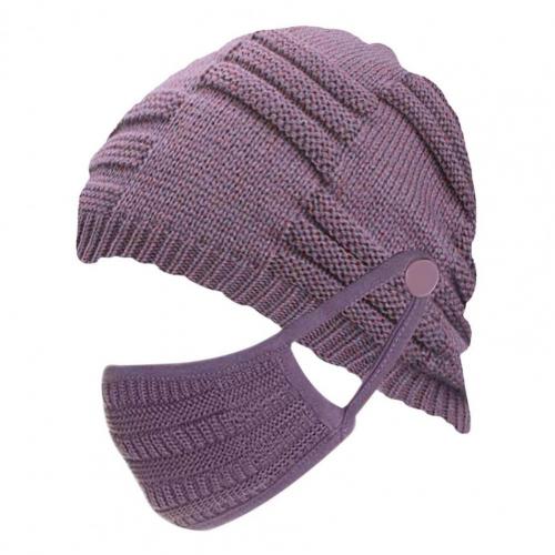 Gebreide Muts Unisex Winter Gebreide Muts Warm Cap Met Gezicht Cover Winddicht Beanie Hoofddeksels: Paars