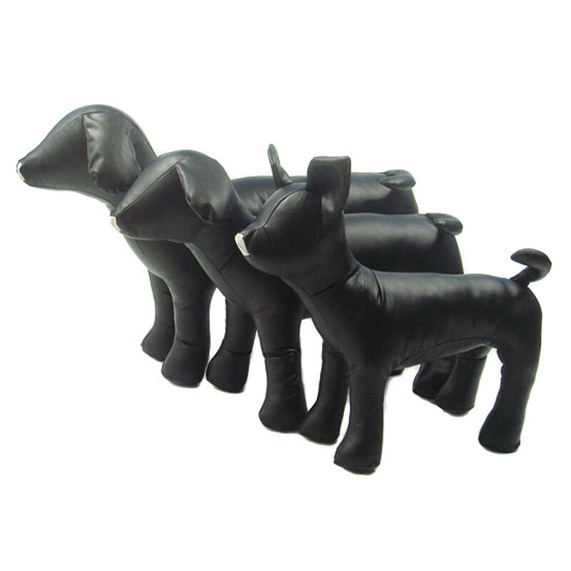 1 pc PU Cuir Chien Mannequins 3 Taille Position Debout Chien Modèles Jouets Pour Animaux de compagnie Magasin pour Animaux Affichage Mannequin: Black / S