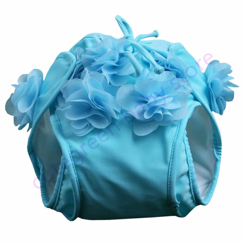 waterproof polyester baby swim diaper for girl;washable baby pool pant for swimming;reusable baby swimming nappy swimming diaper: Blue / L