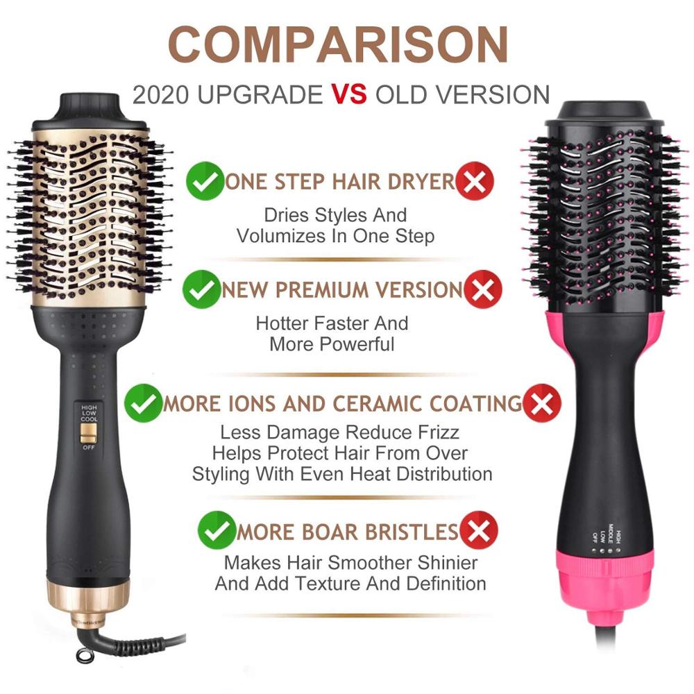 Cepillo de aire , voluminizador de secador de pelo de un paso 4 en 1 mejora antiescaldado salón iónico negativo alisador de pelo cepillo