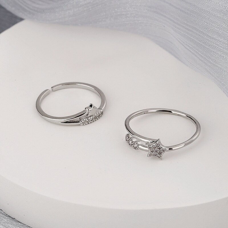 Conjunto de anillos de plata 925 para mujer, sortijas ajustables de lujo, minimalistas, a la , amuleto de amante, de joyería fina