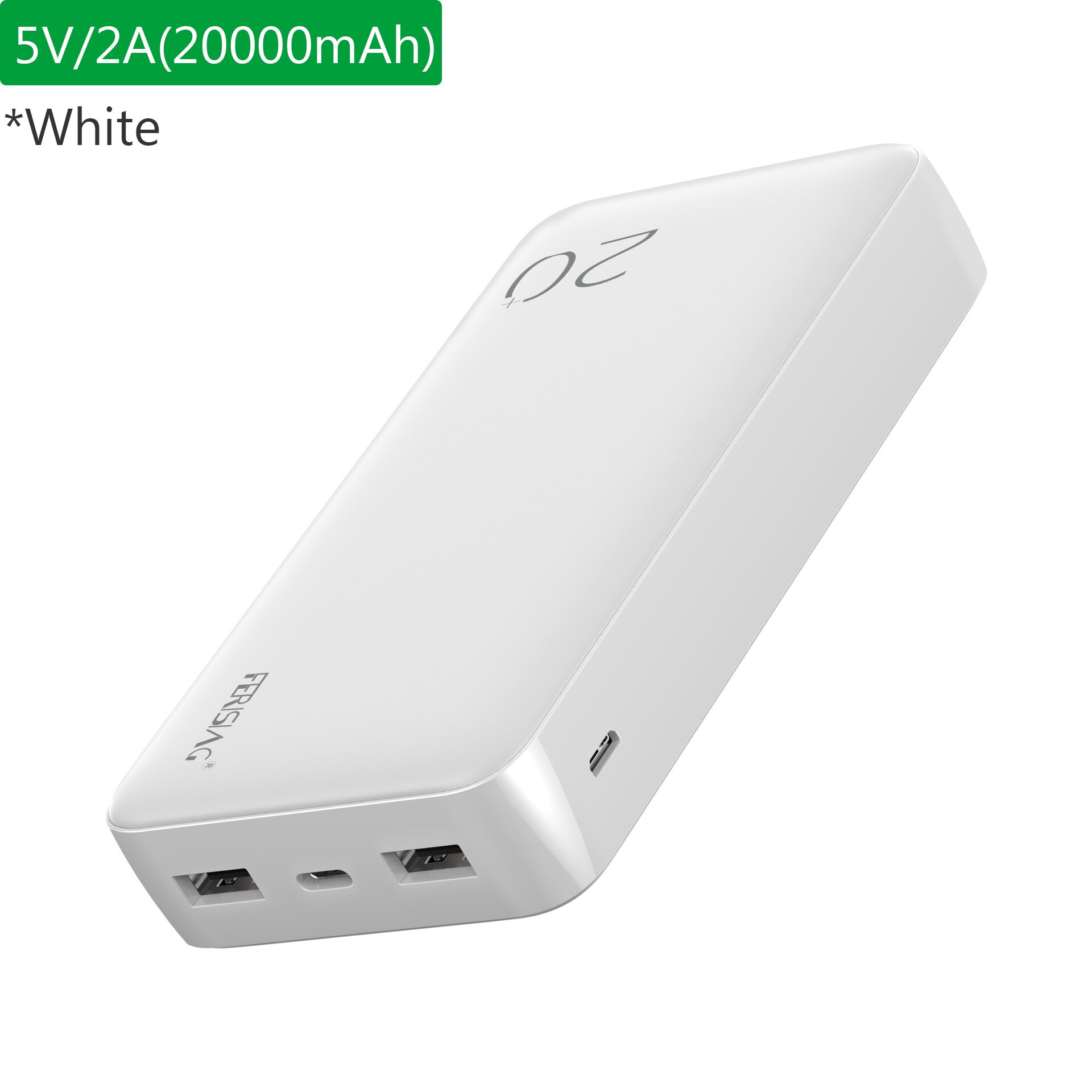 FERISING Energie Bank 20000 mAh Tragbare Externe Batterie Ladegerät QC PD 3,0 Poverbank für Xiaomi 20000 mah Schnelle Aufladen Energie: Weiß 5V 2A