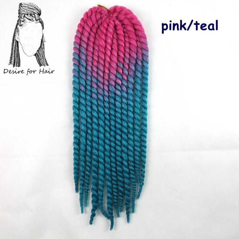 Désir de cheveux 1 paquet 120 grammes 12 brins synthétique havane torsion cheveux ombre deux tons 3 tons couleur crochet tresses extensions de cheveux: T1B/Bleu