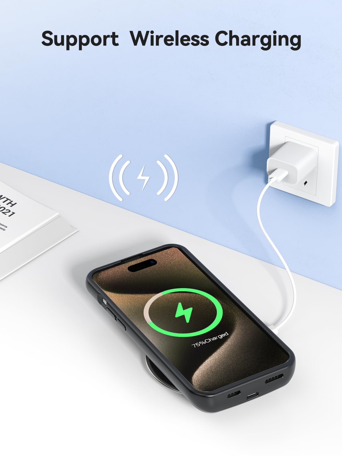 Akku-Hülle für iPhone 15/15Profi/15Profi Max/15Plus, kabelloses beladen, externer Akku, tragbare wiederaufladbare Ladegerät-Hülle