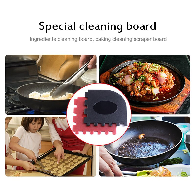 Spatules 2 pièces en plastique gril casserole grattoirs nettoyant noir outil ensemble Durable pour fonte BBQ grattoirs conseils de nettoyage BBQ outils