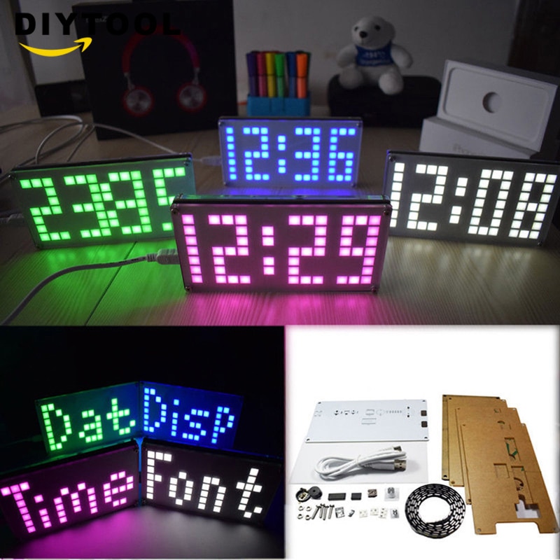 DS3231 Temperatuur Meter Hoge Nauwkeurigheid Diy Digitale Led Rooster Klok Kit Met Transparante Case Datum Tijd Display