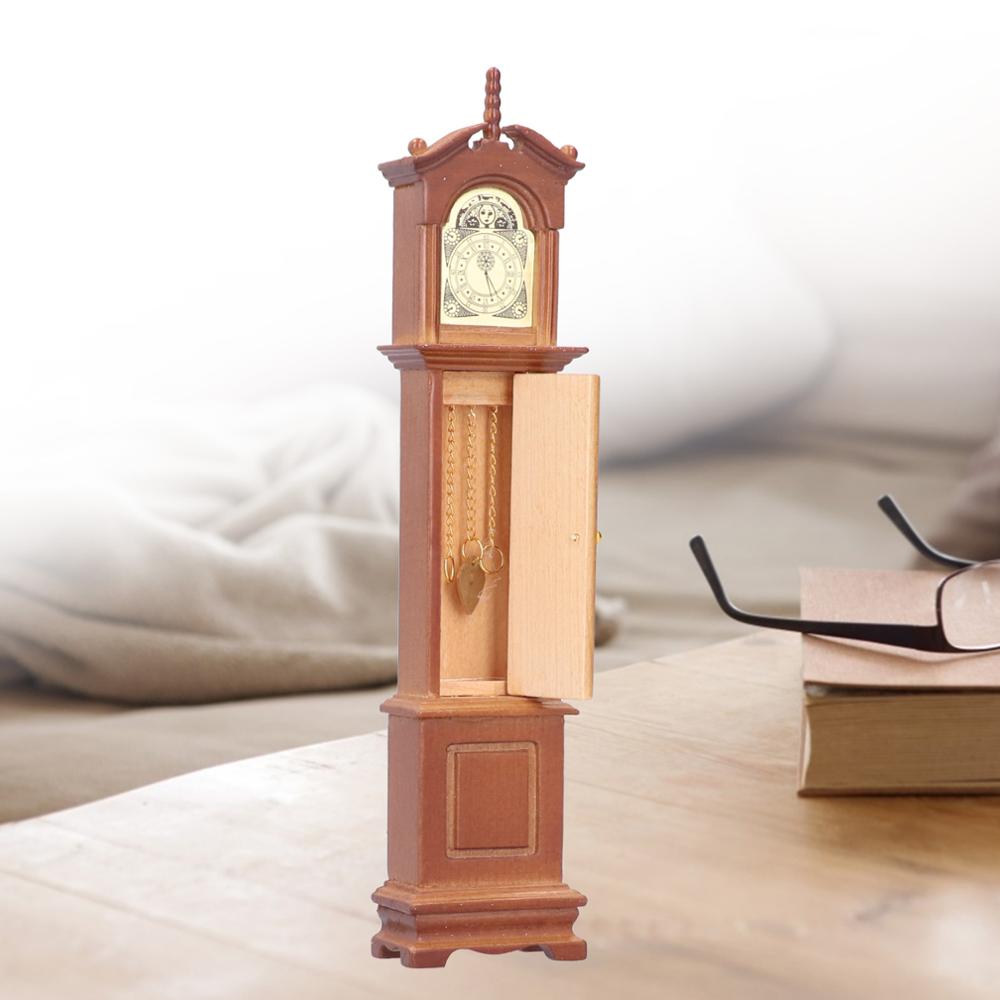 miniatures Dollhouse 1/12 Dollhouse Miniature Grandfather Clock Wooden Mini Model Furniture Accessory Cute For Kid Children