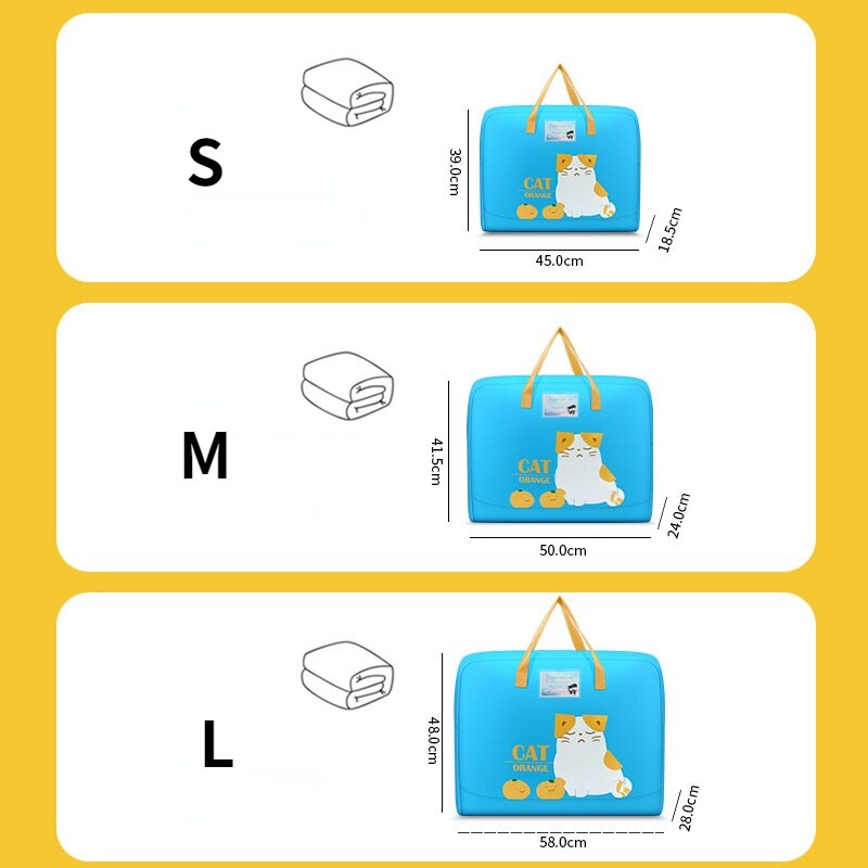 Sac de rangement de couette avec fermeture éclair, sac de rangement de couette de dessin animé avec fermeture éclair, organisateur de placard de chambre à coucher, vêtements Oxford imperméables pour enfants