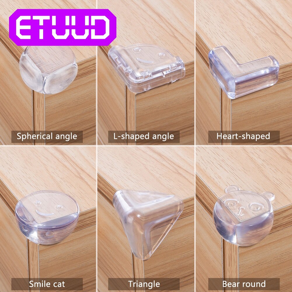ETUUD 10Pcs Child Baby Safety Silicone Protector Table Corner Edge Protection Cover Children Anticollision Guards For Kid