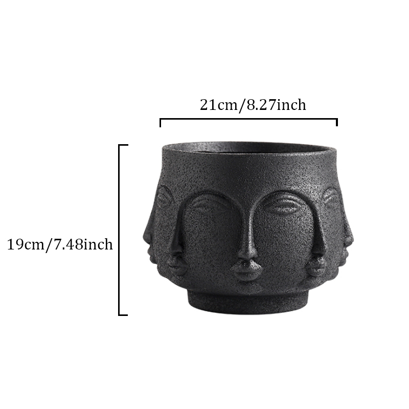 Eight-faced Human Face Ceramic Vase Figure Sculpture Crafts Desktop Flower Arrangement Container Head Portrait Home Decoration