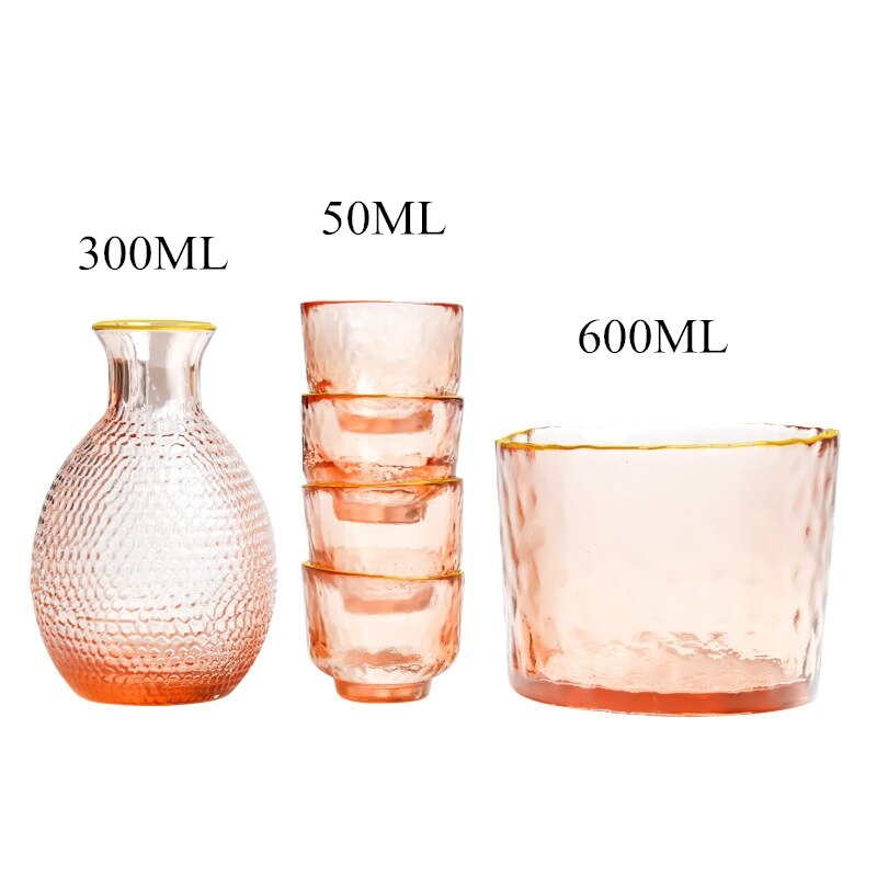 Japansk sake sæt blomme vin kop frugt vin gryde rav hammer mønster glas gryde guldkant glas whisky kop fødselsdag