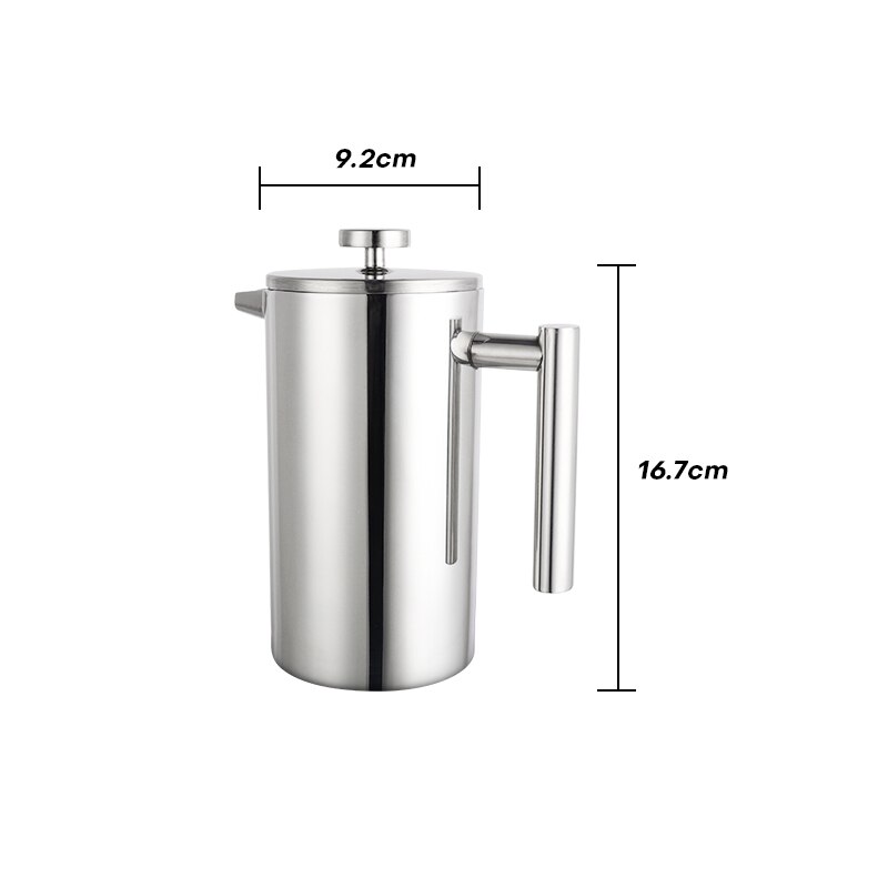 Franse Pers Koffiezetapparaat Rvs Koffie Percolator Pot, Dubbele Muur & Grote Capaciteit Handleiding Koffiekan Koffie Containers: 800ml