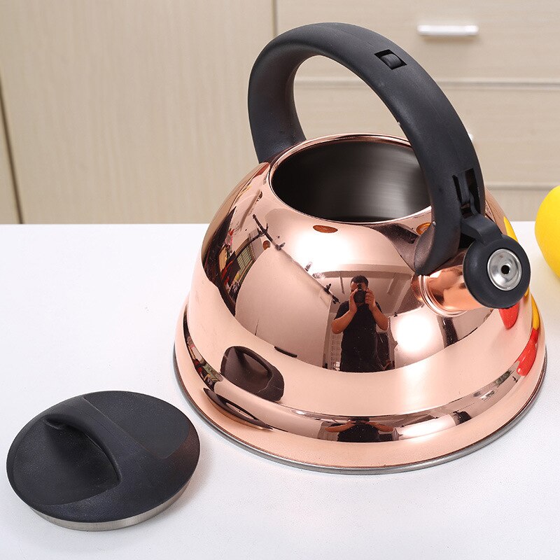 Rose Goud Moderne Luxe Waterkoker Mooie Gas Ketel Theepot Rvs Water Fluitje Kookplaat Chaleira Theepot EH50KE