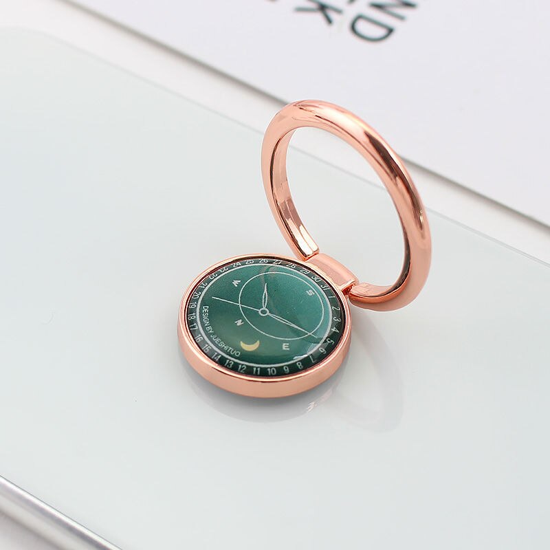 Small Fresh Mobile Phone Ring Holder Magnetic Car Bracket Tablet Stent Cute Watch Pattern Support Phone Stand for iphone X XS XR: gold ring green