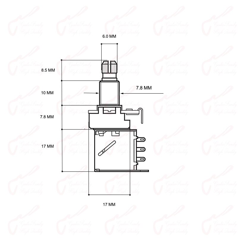 【Made in Korea】1 Piece Alpha Push Pull Potentiometer(POT) For Electric Guitar Bass 25K/B50K/250K/500K