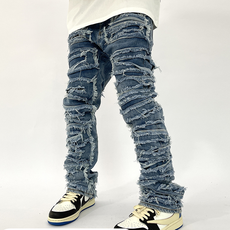 Jean déchiré en Denim pour hommes, Style rétro, droit, délavé, Harajuku, Hip Hop, pantalon ample, Style Vibe, décontracté