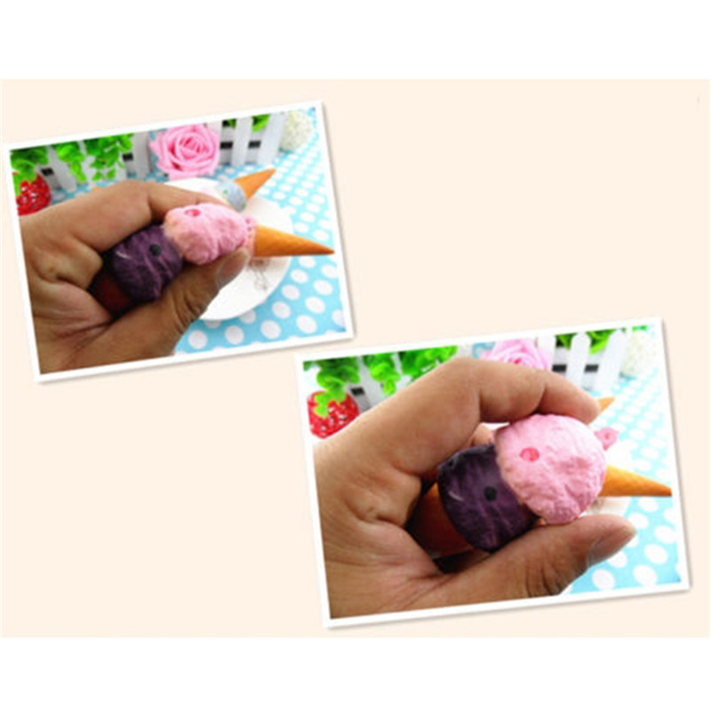 Random 1ps 10cm Soft Squeeze PU Slow Rebound Rising Stress Relief Squishy Toys Double Layers Ice Cream Mobile Phone Straps Decor