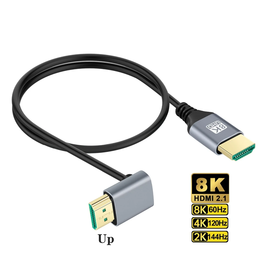 Cable Micro Mini HDMI a HDMI, compatible con ángulo de 90 grados, 8K, 5K, 2,1 V, para TV, PC, cámara Digital, tableta, Mini Cable Hdmi a Hdmi: Rojo / 1,5 m