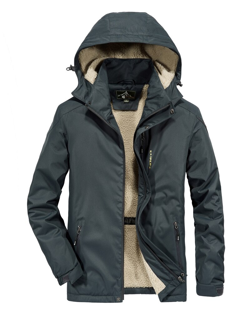 Windproof Hoodie Coat Warm Keep Cotton Waterproof Outdoor Jacket Men