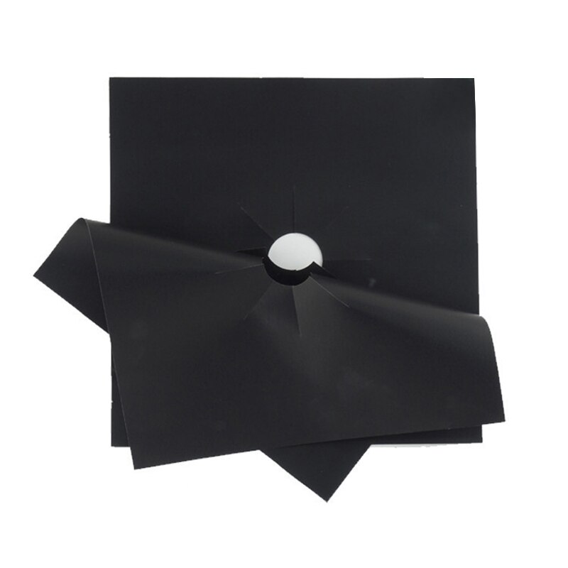 2/4Pcs Universal Oven Liner Gas Hob Protector Sheets Square Heat Resistant Burner Cooker Protector Washable Reusable Pad: Black 2pc 