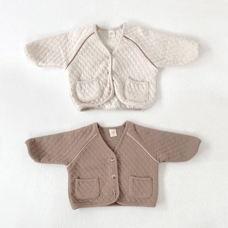 Herfst Kinderkleding Koreaanse Ruit Knoppen Pocket Jas Leuke Jongens Meisjes Baby Kleding Jas Kinderen Katoenen Jas