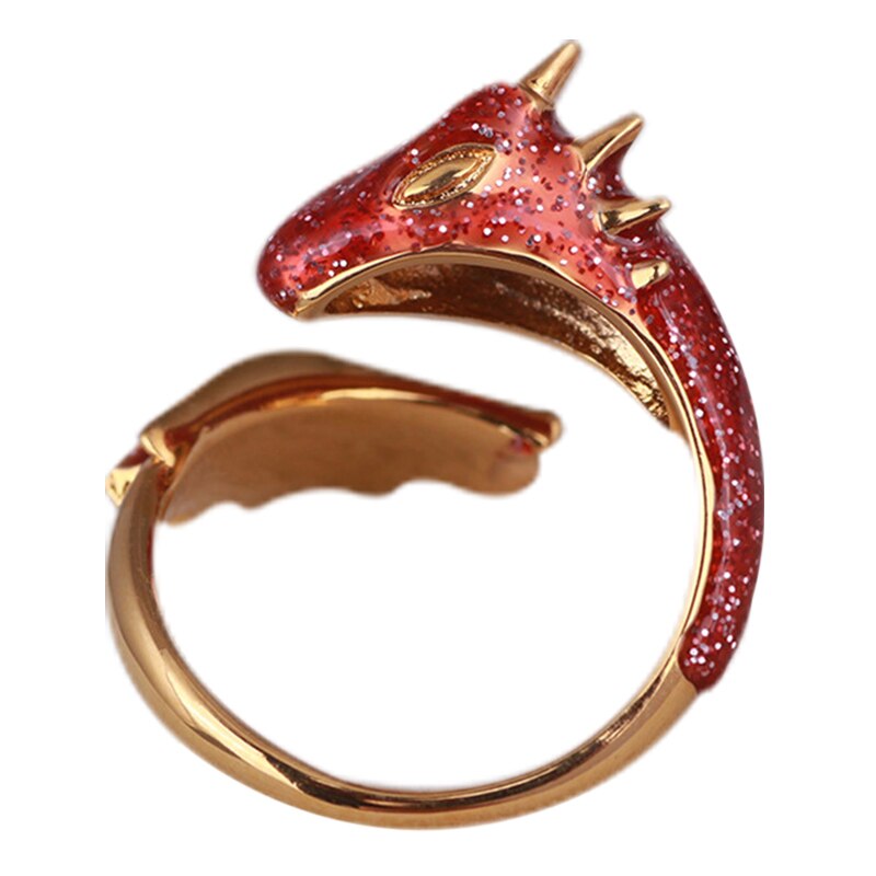 Gold Topaz Dragon Ring Lucky Fingere Pet Adjustable Wrap Open Rings Animal Jewelry for Women Girl SANA889: Red