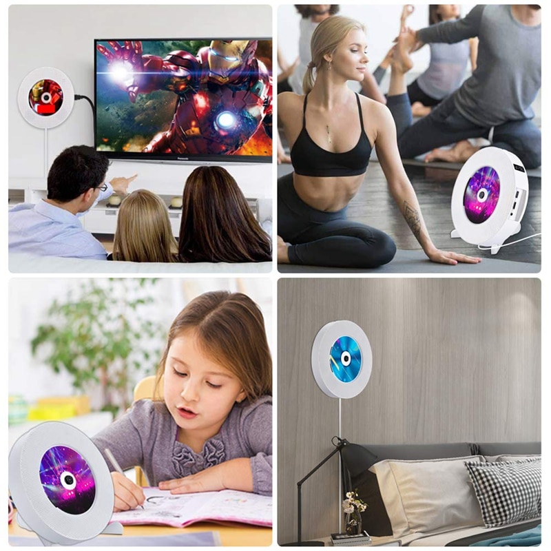 Reproductor de DVD portátil con salida HDMI 1080P, reproductor de CD montable en la pared con Control remoto para altavoces HiFi integrados en el hogar FM Radi