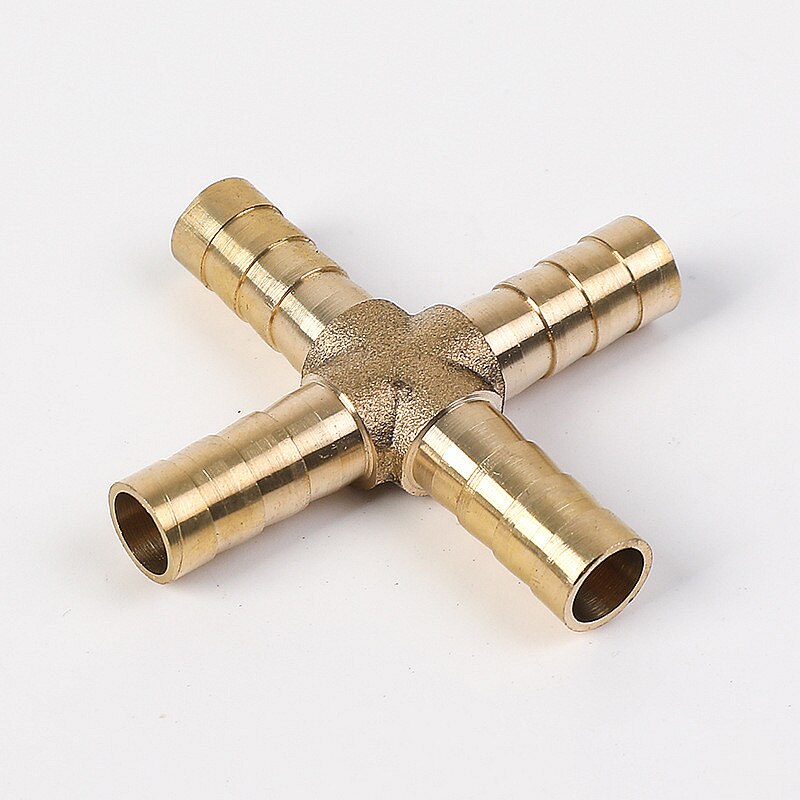 Cross Shaped Brass Pipe Fitting 4 Way 4mm 6mm 8mm 10mm 12mm Hose Barb Connector Joint Copper Barbed Coupler Adapter Coupling