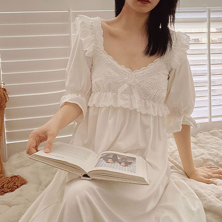 Camisón Retro de algodón para verano, ropa de dormir, vestido