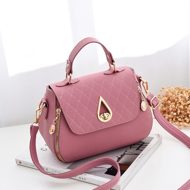 Zoete Dames Handtas Dames Mode Elegante Tas Effen Kleur Bijpassende Kleur Messenger Bags Schoudertas Top: Pink New