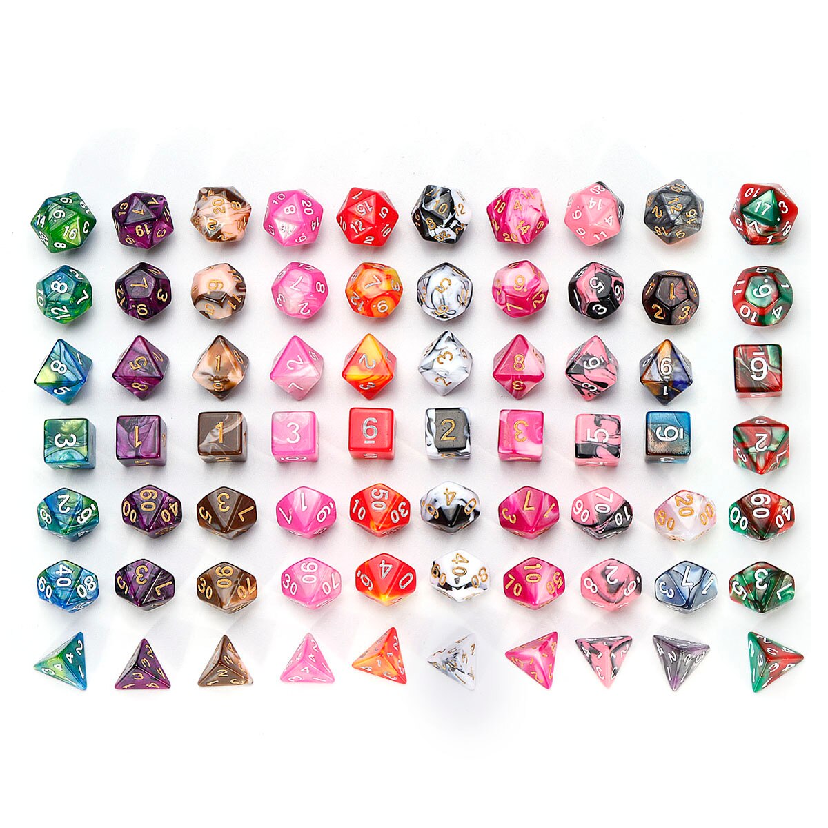 7 Uds Conjunto de dados poliédricos de doble Color para RPG TRPG juego de rol juego de dados D20 D12 D10 D8 D6 D4 juegos de mesa con bolsa de almacenamiento