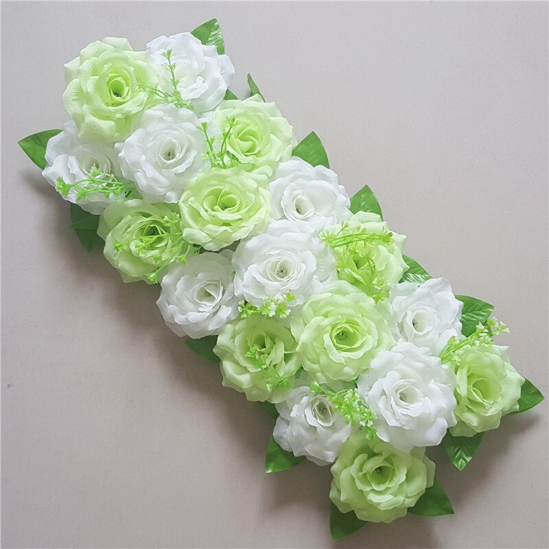 Artificial Rose Row Wedding Flower Row Arch Flower Four Corners Chamber Floral Arrangements Wedding Road Lead Pergola Happiness: Green   Milky White