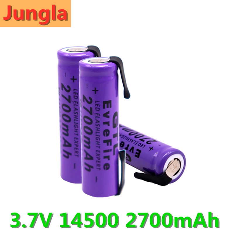 Nuova batteria al litio 14500 3.7V 2700mAh batterie ricaricabili saldatura foglio di nichel bateria per torcia LED torcia giocattolo