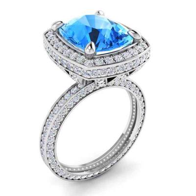 Huitan luxo céu azul zircão pedra anéis de casamento para as mulheres vintage presente de aniversário para a esposa elegante anel de jóias de noivado: 6