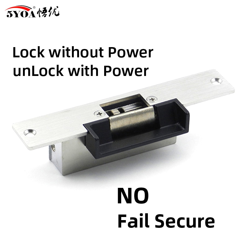 Elektrisk strejklås ingen nc oplåsning mislykkes sikker fejlsikker elektroniske låse til rfid-døradgangskontrolsystem: Ingen fejl sikker