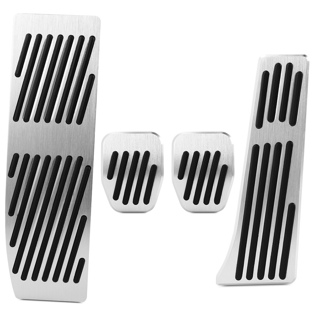 For BMW 3 5 series E30 E32 E34 E36 E38 E39 E46 E87 E90 E91 X5 X3 Z3 Foot Rest Fuel Brake Gas Pedal Pads Covers Car Accessories: No Drill 4pcs For MT