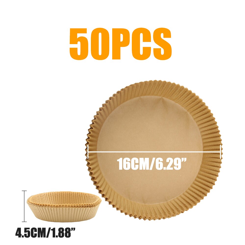 Air Fryer Special Paper High Temperature Oil-absorbing Paper Food Pad Paper Baking Disposable Home Baking Oven Air Fryer Pad: 50 Pcs 16cm Round