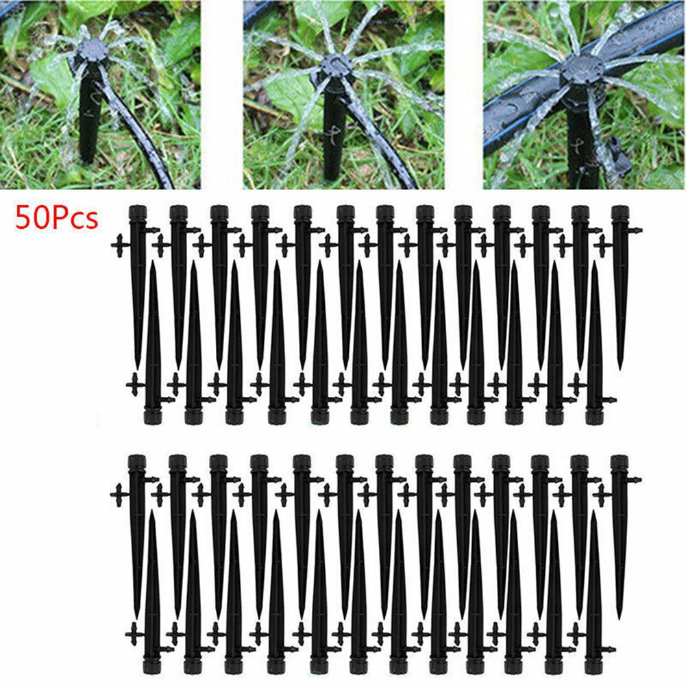 360 Degree Adjustable Garden Water Flow Irrigation Drippers on Stake Emitter Drip Sprinklers Irrigation Accessories 50pcs