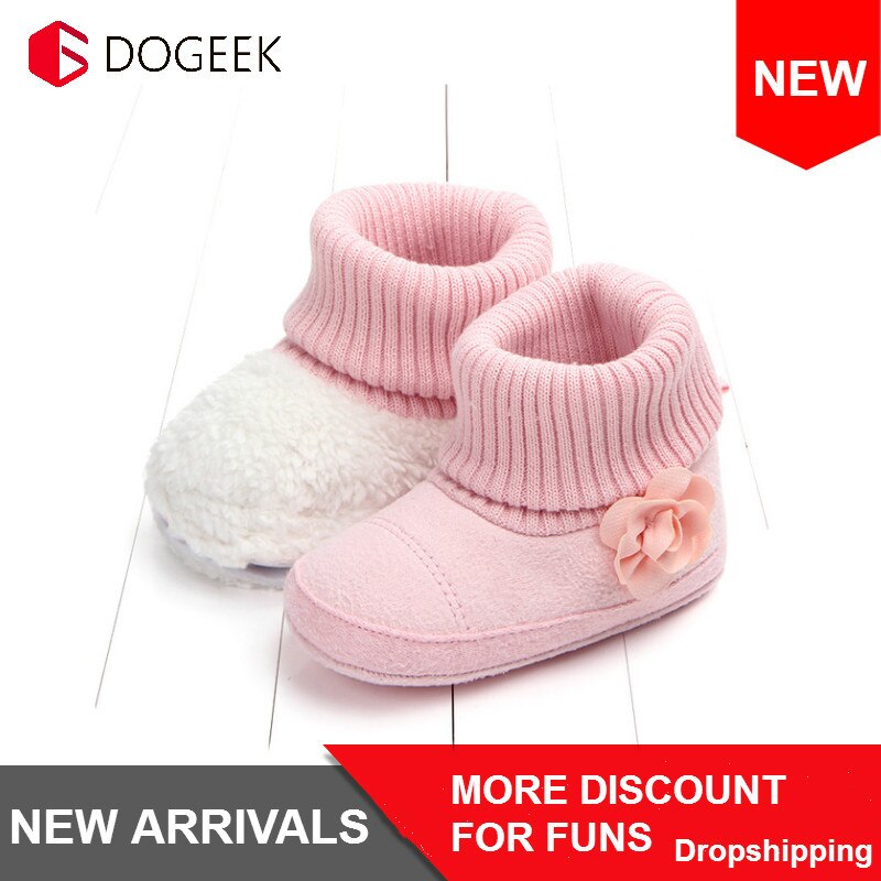 Dogeek botas da menina do inverno quente outono bebê princesa botas crianças recém-nascido flor quente botas da criança sapatos antiderrapantes berço