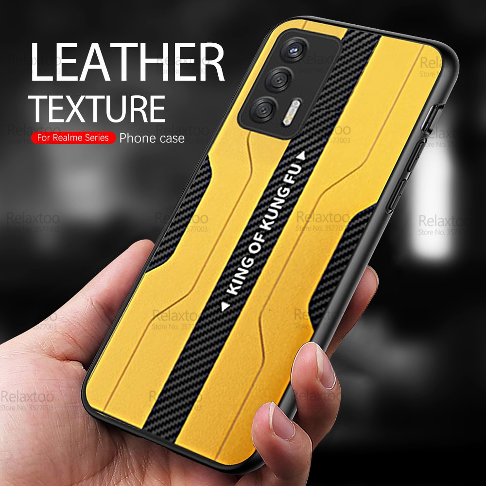 Voor Oppo Realme Gt 5G Case Carbon Fiber Back Lederen Telefoon Cover Realmi Realmy G T Neo Realmegt Camera bescherming Tpu Soft Coque