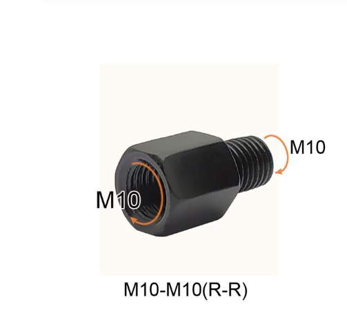 Motorcycle Scooter Black Mirror Adapter M10 M8 10MM 8MM Rearview Mirrors Adapters Right Left Hand Thread Conversion Bolt Screws: M10-M10 (R-R)