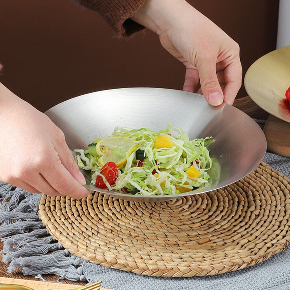 Stainless Steel Plate Korean Style Plate Pasta Plate Double Layers Dinner Plate