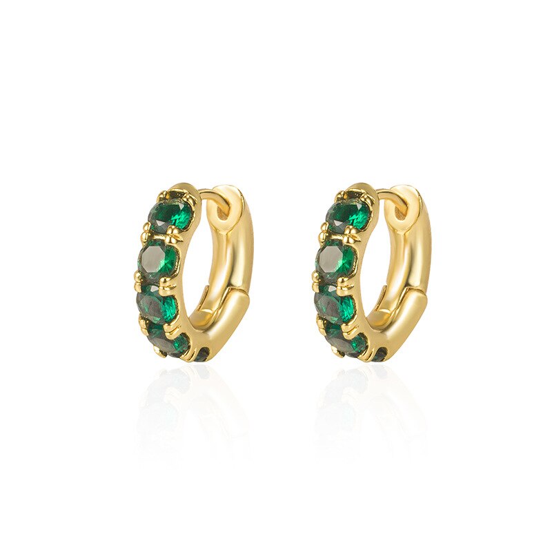 Sipengjel moda verde zircão cúbico brincos de argola feminino elegante do punk vintage temperamento brincos de ouro para jóias femininas