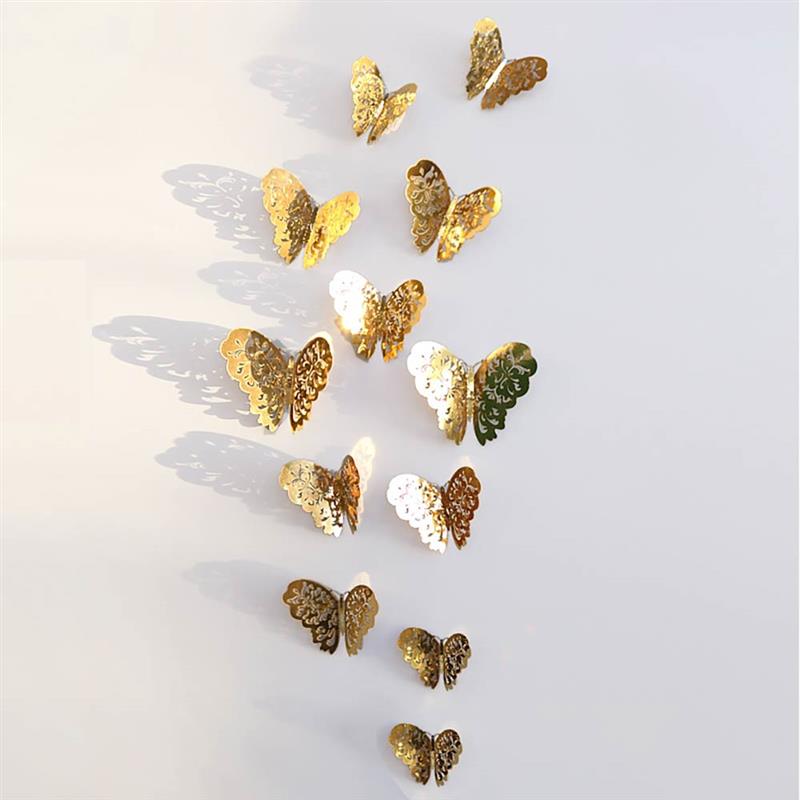12Pcs 3D Crystal Vlinder Muurstickers Creatieve Vlinders Met Diamond Home Decor Kinderkamer Decoratie Muurdecoraties