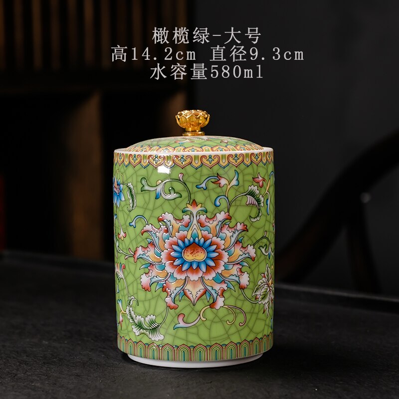 Colorful Ceramic Tea Caddies Large Handmade Porcelain Coffee Sugar Storage Jars Tea Caddies Home Caja De Te Home Garden DG50TC: green large